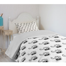 Doodle Retro Photo Devices Bedspread Set