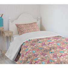 Love Birds Shoes and Hearts Bedspread Set