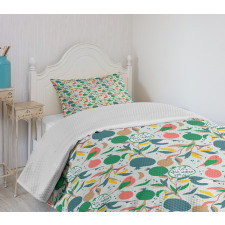 Blossoming Stalks and Birds Bedspread Set