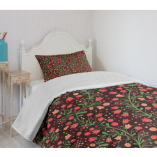 Flowering Curvy Branches Bedspread Set