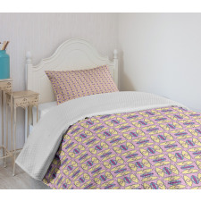 Retro Colorful Funky Tiles Bedspread Set