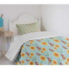 Butterflies Flying Dandelion Bedspread Set