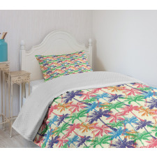 Vibrant Tropic Palm Trees Bedspread Set