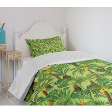 Tropic Forest Foliage Leaves Bedspread Set