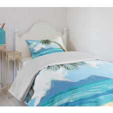 Palm Tree on the Beach Bedspread Set