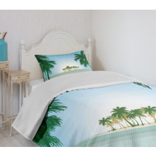 Exotic Palm Tree Beach Bedspread Set