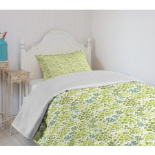 Brush Stroke Style Foliage Bedspread Set