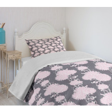 Pink Chrysanthemum Flower Bedspread Set