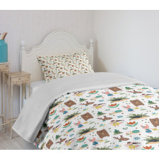Cheerful Woodland Cartoon Bedspread Set
