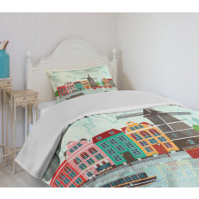 Colorful Houses Waterside Bedspread Set