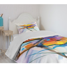 Oil Paint Art Flowers Bedspread Set