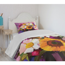 Hand Painted Bouquet Bedspread Set