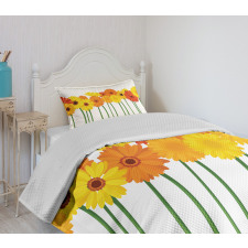 Flowers on Green Stems Bedspread Set