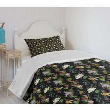 Exotic Composition Botanical Bedspread Set