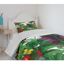 Blooming Flowers Butterflies Bedspread Set