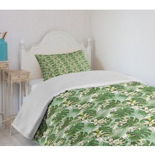 Flowers and Fern Leaves Bedspread Set