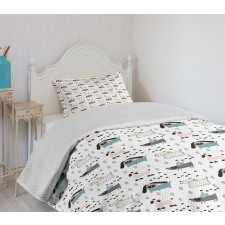 Scandinavian Artwork with Dog Bedspread Set