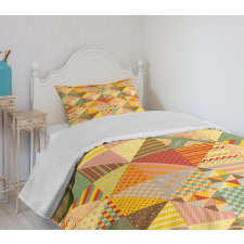 Colorful Triangle Patches Bedspread Set