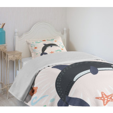 Nautical Ocean Animal Line Bedspread Set