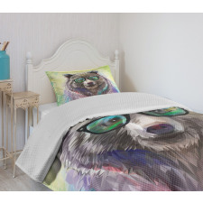 Colored Wild Bear Art Bedspread Set