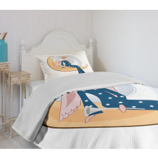 Girl with Trumpet Moon Bedspread Set