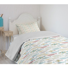 Geometric Style Sea Creatures Bedspread Set