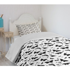 Monochrome Bug Design Bedspread Set