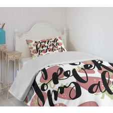 Strawberries Romantic Words Bedspread Set