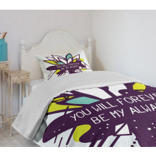 Flower and Love Message Art Bedspread Set