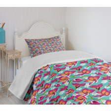 Exotic Floral Repetition Bedspread Set