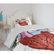 Vivid Flora Human Heart Bedspread Set