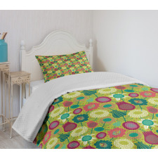 Abstract Vivid Flora Petals Bedspread Set