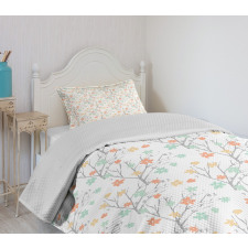 Pastel Soft Petals Branch Bedspread Set