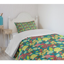 Vibrant Colored Flowers Bedspread Set