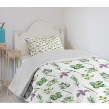 Watercolor Style Foliage Bedspread Set