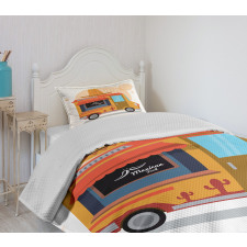 Mexican Food Delivery Truck Bedspread Set