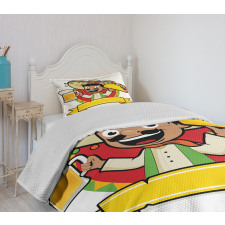 Man with a Beer and Taco Bedspread Set