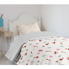 Cake Milkshake Hearts Bedspread Set