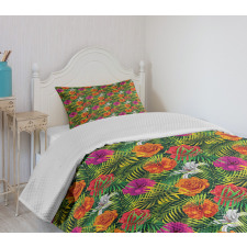 Palm Jungle Leaves Floral Bedspread Set