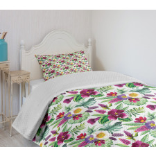 Calla Lily Monstera Leaves Bedspread Set