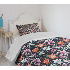 Watercolor Tropical Lilies Bedspread Set