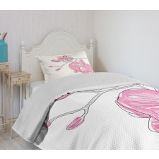 Simple Hand-drawn Flowers Bedspread Set