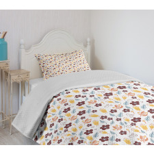 Blossoming Plants Leaves Bedspread Set