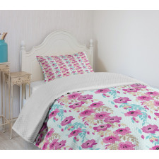 Floral Garden Pink Blooms Bedspread Set