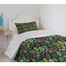 Variety of Vintage Leaves Bedspread Set