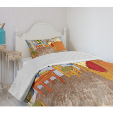 Painting of Room Interior Bedspread Set