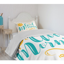 Smiling Sun and Wavy Letters Bedspread Set