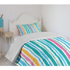 Stripes in Aquatic Colors Bedspread Set