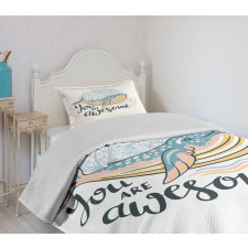 Whale Waves Pastel Bedspread Set