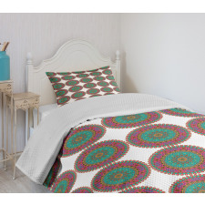 Colorful Curly Motif Bedspread Set